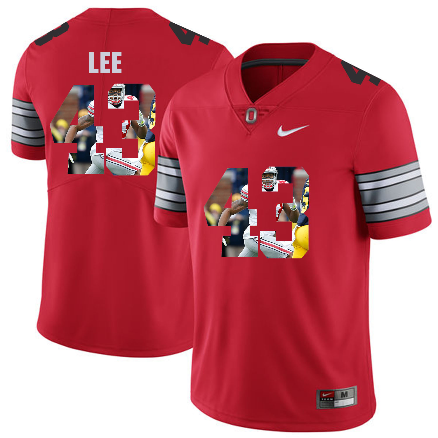 Men Ohio State #43 Lee Red Fashion Edition Customized NCAA Jerseys->customized ncaa jersey->Custom Jersey